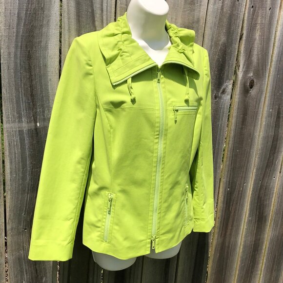 Lafayette Lime Green Jacket 6 Top Coat Long Sleeve Small Zip Collar Pockets - Picture 3 of 8